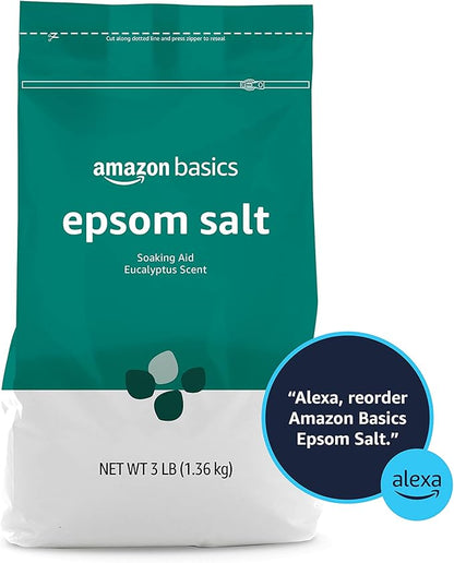 Amazon Basics Epsom Salt Soaking Aid, Eucalyptus Scented, 3 Pound (Pack of 6) (Previously Solimo)