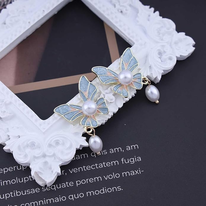 Boho Acrylic Butterfly Pearl Drop Earrings