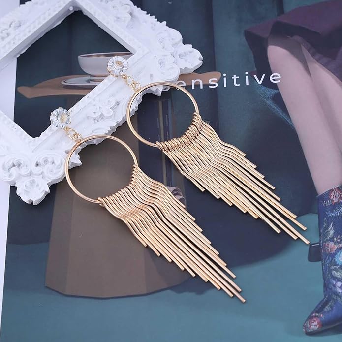 Boho Circle Bar Drop Earrings Hollow