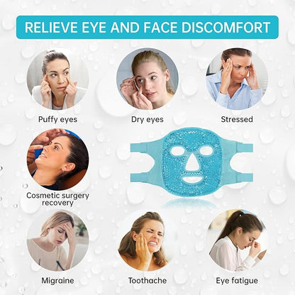 ZNÖCUETÖD Bundle of Cooling Face Mask Ice Face Mask for Puffy Face and Microwaveable Heat Eye Mask for Dry Eyes, Puffy Eyes with Lavender & Flaxseed