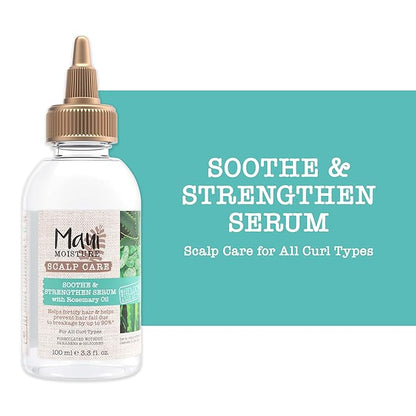 Maui Moisture Scalp Care Soothe & Strengthen Hair Serum with Rosemary Oil, Curly Hair Serum With Aloe Vera Helps Prevent Scalp Dryness & Strengthen Hair, Silicone-Free, 3.3 fl. Oz