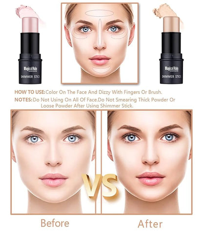 4 Pcs Cruelty-Free Waterproof Highlighter Makeup Sticks Shimmer