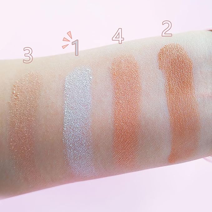 4 Colors Diamond Shimmering Powder, High Glossy Face Highlighter Eyeshadow