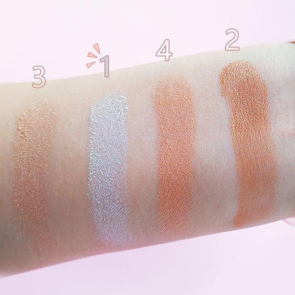 4 Colors Diamond Shimmering Powder, High Glossy Face Highlighter Eyeshadow