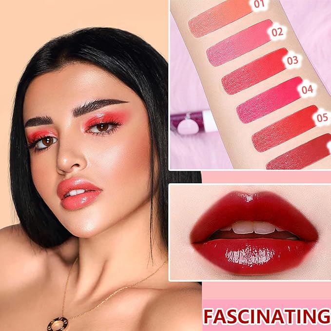 6 Colors Lip Tint Stain Set,Mini Velvet Lip Long