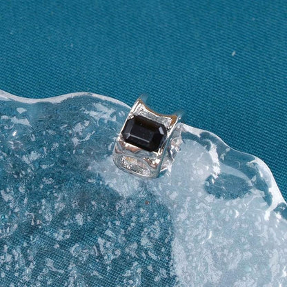 Vintage Crystal Ear Cuff Earrings Black Onyx Cuff