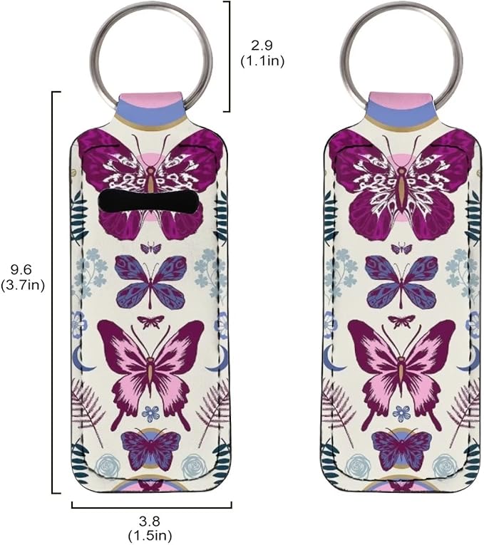 Bulopur Butterflies Women Girls Chapstick Holder Keychain Neoprene Girls