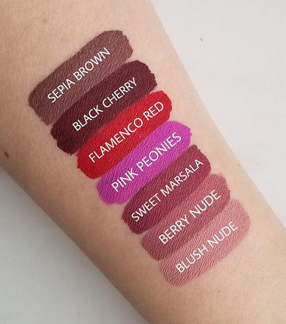 Aromi True Red Matte Liquid Lipstick, Retro Red Lip Color with Blue Undertones, Smudge Proof, Long Lasting, Vegan and Cruelty-free, Handmade (Flamenco Red)