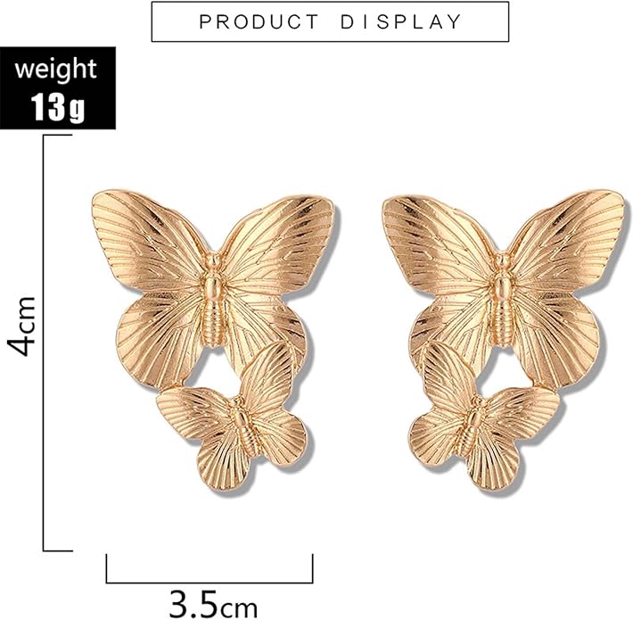 Boho Big Butterfly Drop Earrings Vintage