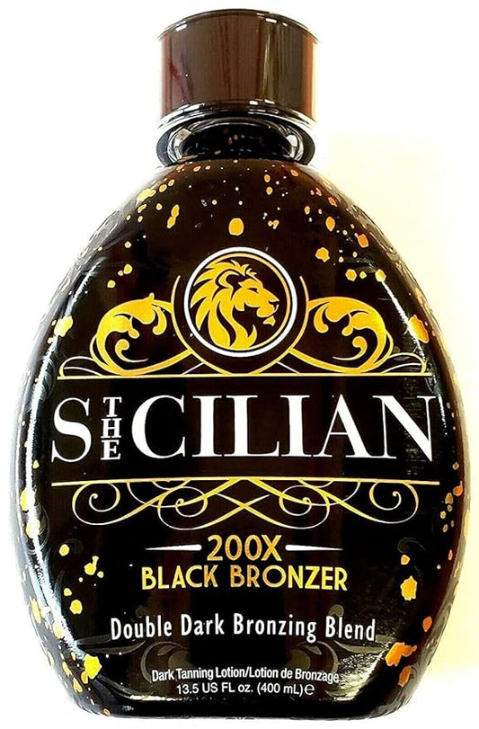 The Sicilian 200X Dark Black Bronzer Tanning Lotion - BEST Tanning Lotion For Glowing Skin - Gradual Bronzing & Sunless Self Tanner Lotion - Luxurious Sunless Body Tanning Lotion Nourishes Skin