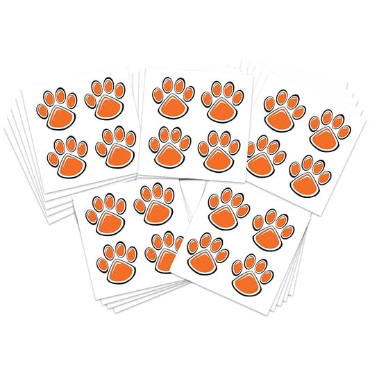 FashionTats Sport Spirit Temporary Tattoos | 100 Tattoos (Orange Paw)