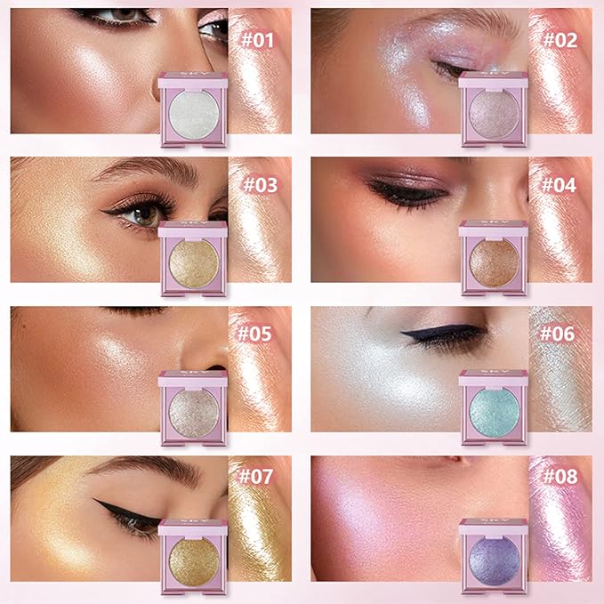 MAEPEOR Face Highlighter Palette 8 Colors Smooth Shimmer (inger Color) 04 G