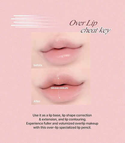 Heart Percent Dote On Mood Lip Pencil, Long-Lasting Creamy Lip Crayon Smooth Color Liner Retractable Lipstick Pencil 0.8g, #02. Creamy Pink