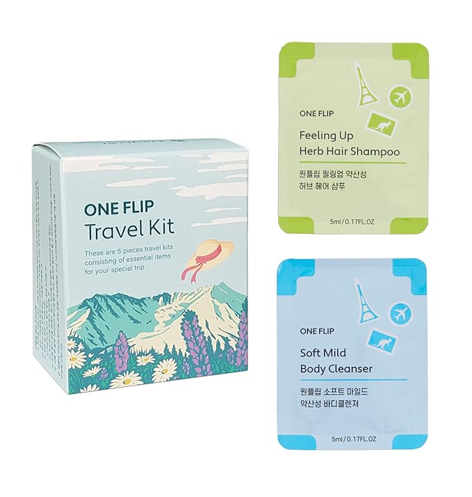 Korean Skin Care Travel Size Toiletries Set Sample Size (Shampoo 5pcs & Body Wash 5pcs) Korean Beauty Must Haves, Disposable, Essentials for Women, Men