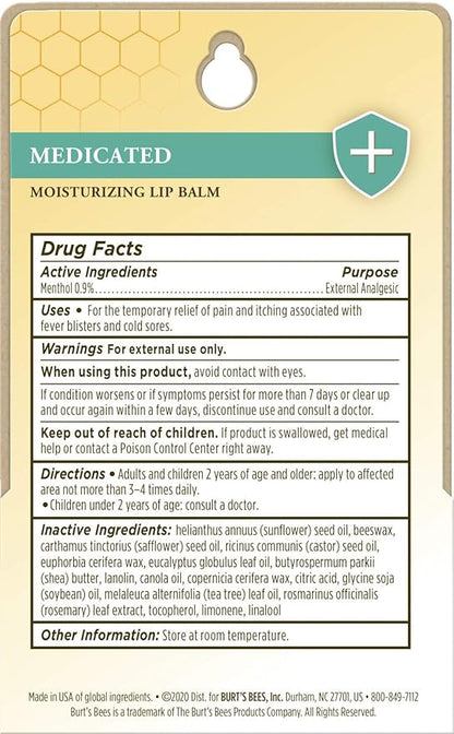 Burt's Bees Medicated Lip Balm, With