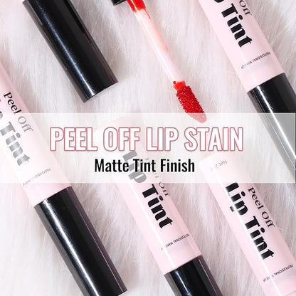 Erinde 2 Colors Peel Off Matte Lip Tint Stain, Magic Tattoo Lip Gloss, Waterproof Tinted Lip Stain, Non-Stick Cup, Long Lasting Natural Nude Matte Lip Makeup, Set C