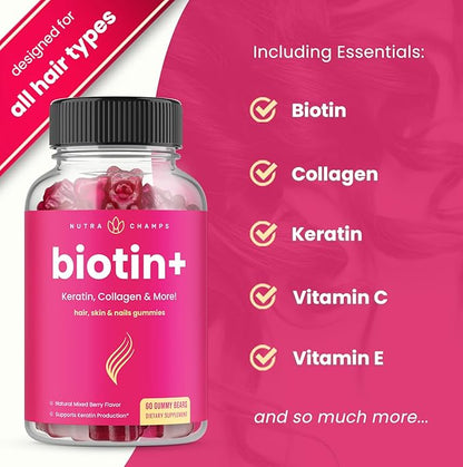 NutraChamps Biotin+ & Biotin. The Complete Duo for Hair, Skin and Nails.