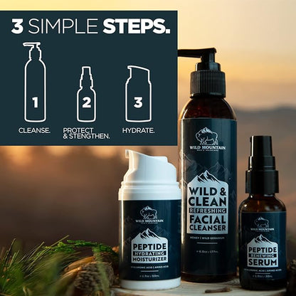 Mens Facial Care Kit - Mens Skin Care Kit - Face Care for Men - Men’s Skincare Set - Face Skin Care for Men - Mens Face Care Kit - Facial Kit for Men - Serum, Cleanser & Moisturizer Set