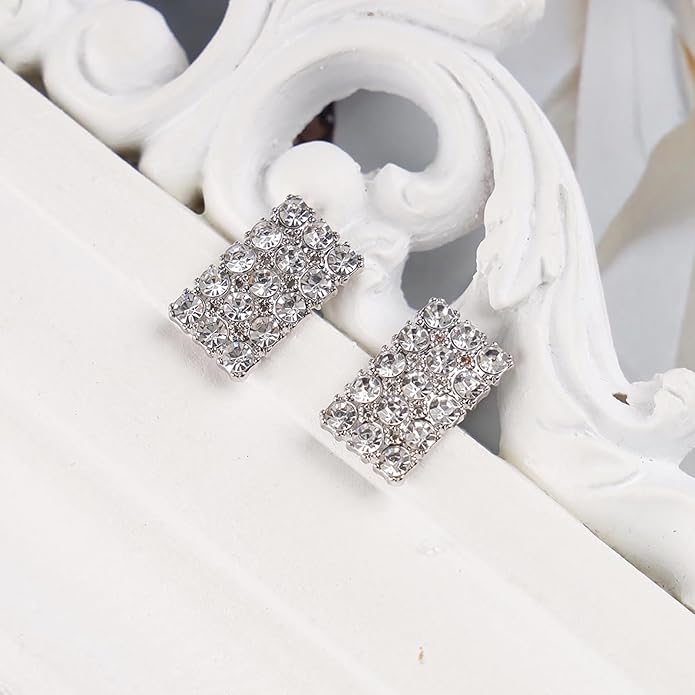 Vintage Rhinestone Square Earrings Square Crystal