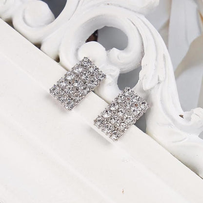 Vintage Rhinestone Square Earrings Square Crystal