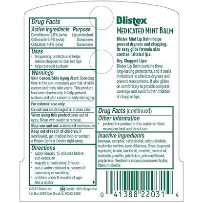 Blistex Medicated Mint Balm SPF 15 oz