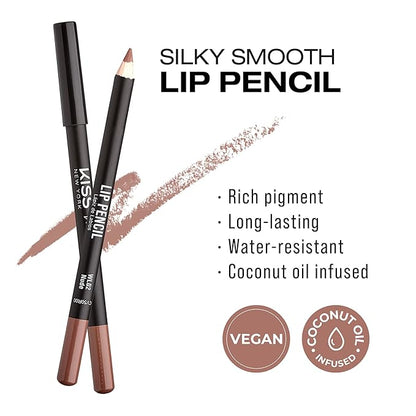 KISS New York Professional Slim Lip Pencil, Creamy Soft Lip Liner, Smooth Long-Lasting Rich Lip Color, Natural Lip Makeup, Water-Resistant Lip Crayon (Nude)