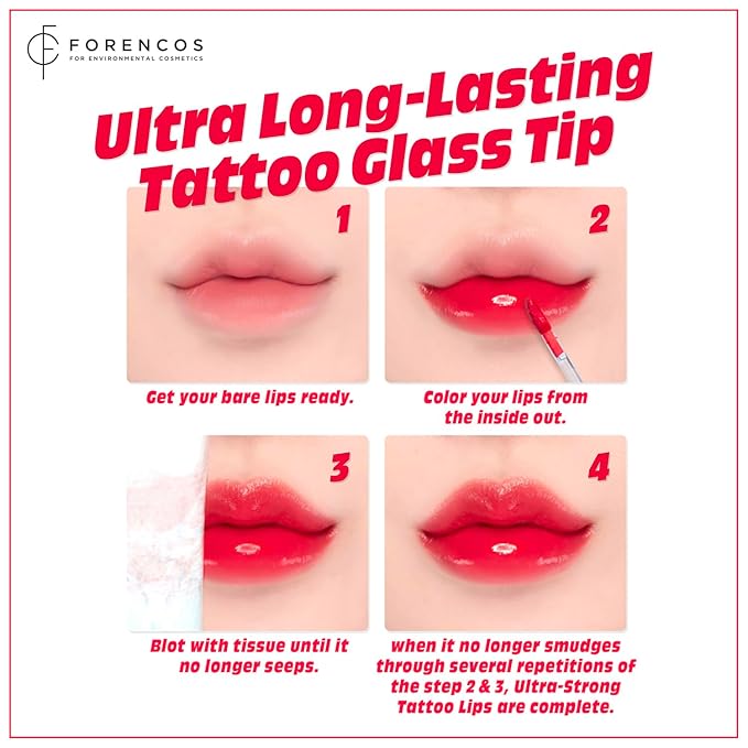 Tattoo Glass Lip Gloss Tint, Korean Glossy Tint/Stain, Glass
