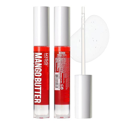 Kiss New York 3 PACK Lip Oil Gloss, Hydrating Non-Sticky Lip Oil, 100% Natural Oil Clear Lip Gloss, Lightweight Lip Moisturizer (Rosegold & Rosehip & Mango Butter)