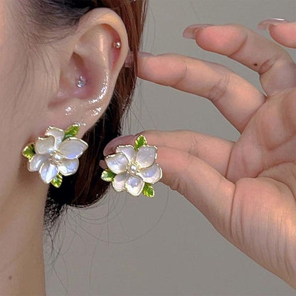 Unique Blue Flower Earrings Studs Vintage