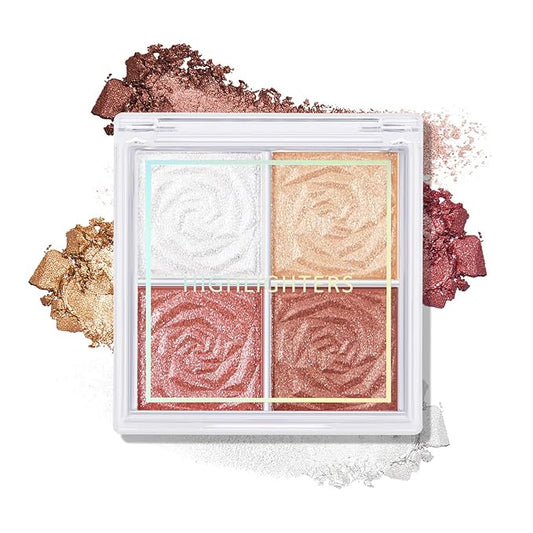 Boobeen Blush and Highlighter Palette- 4-color Metallic Shimmer