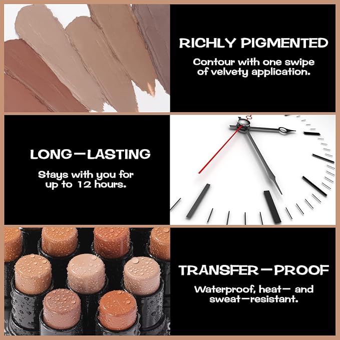 FOCALLURE Cream Contour Stick, Matte Bronzer Stick, Professional