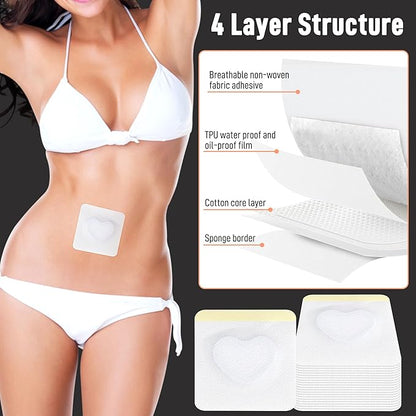 30Pcs Castor Oil Pack Wrap in Belly Button for Liver Detox, Highly Absorbent Self-Adhesive Castor Oil Wrap Organic Cotton, Anti-Seepage(Oil Not Included)