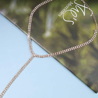 Boho Rhinestone Crystal Y Necklace Tennis