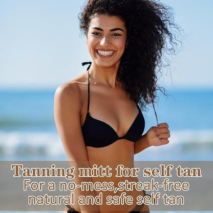 Self Tanning Mitt Applicator Kit, Bronze Tan Self Tanning Mitt Self Tanner Mitt With Thumb Machine Washable and Reusable Back Applicator Mitt, Ultra Soft and Streak Free(Brown)