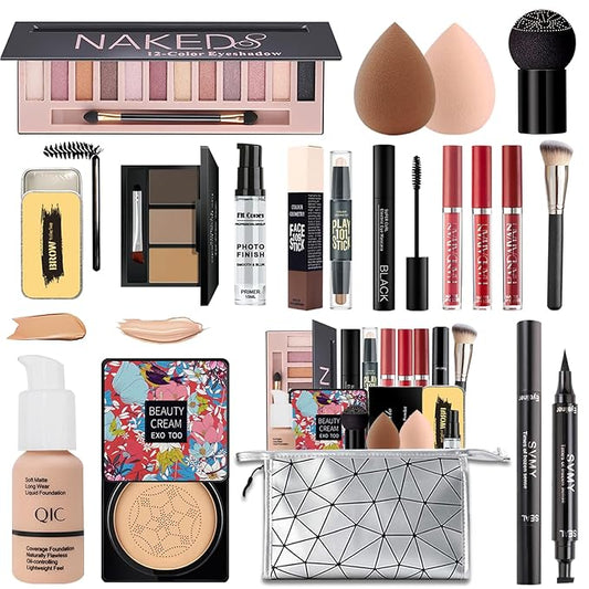 All in One Makeup Kit,Includes Naked Eyeshadow,Liquid Foundation,CC