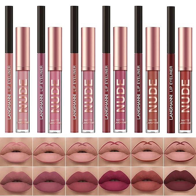 12Pcs Lip Liner and Lipstick Set, Super Long Long