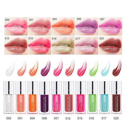 MAEPEOR Hydrating Lip Glow Oil 10 Colors Moisturizing Lip Oil Gloss Non-sticky Transparent Lip Gloss Long Lasting Nourishing Tinted Lip Balm with Big Brush Head (IColors 06)