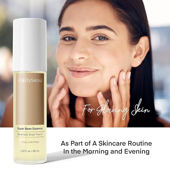 Bean Essence Face Repair Serum: Facial Hydrating & Glowing Botanical Snail Mucin for Glass-Like Skin from Korean Skincare, 1.69 fl. oz / 50mL