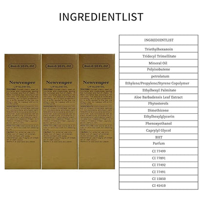 Hydrating Lip Oil Long Lasting Plumping Lip Gloss Lip Glow Oil Transparent Toot Lip Balm Moisturizing Lip Oil for Lip Care and Dry Lips 3pcs