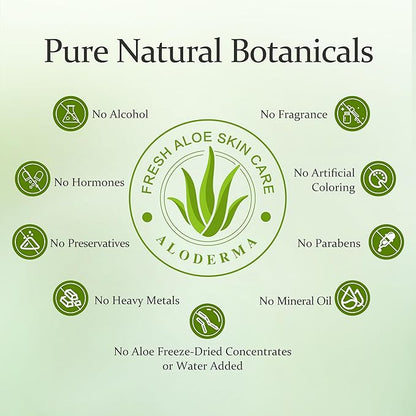Aloderma Soothing Face Serum with 65% Organic Aloe Vera - Freshly Harvested Aloe for Sensitive Skin with Beta-Glucan & Arginine - Calming, Nourishing & Revitalizing Facial Serum for Clean Skin, 1.7oz