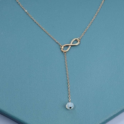 Boho Crystal Infinity Necklace Gold Y