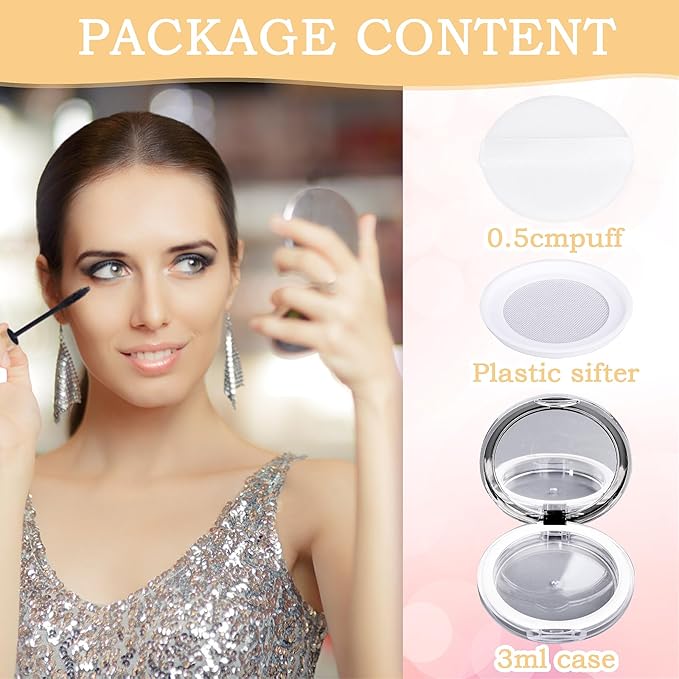 Mabor 2pcs Loose Powder Containers Powder for Women Powder Case