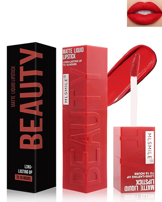 Matte Liquid Lipstick for Women, Highly Pigmented Lip Tint Stain, Super Velvet Matte Ruby Red Lip Gloss, Up to 16H Wear, Long Lasting Waterproof Non-Stick Cup Lip Color Stay, Christmas Makeup Gift-05#