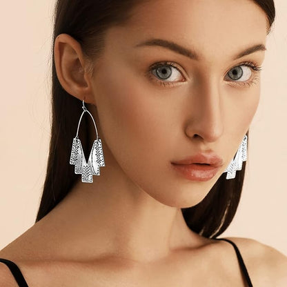 Zealmer Gold Geometric Earrings Statement Vintage