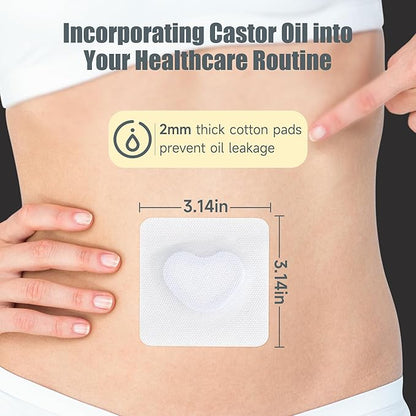 30Pcs Castor Oil Pack Wrap in Belly Button for Liver Detox, Highly Absorbent Self-Adhesive Castor Oil Wrap Organic Cotton, Anti-Seepage(Oil Not Included)