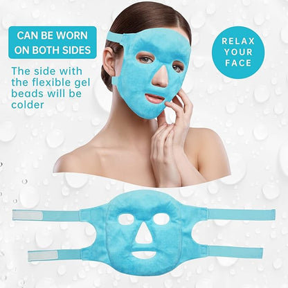 ZNÖCUETÖD Bundle of Cooling Face Mask Ice Face Mask for Puffy Face and Microwaveable Heat Eye Mask for Dry Eyes, Puffy Eyes with Lavender & Flaxseed