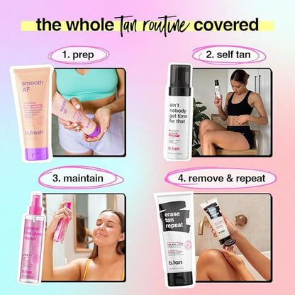 B.TAN Pre-Shower Self Tanner Mousse, 9 min, 1 Hour, Vegan, Cruelty Free, 6.7 Fl Oz