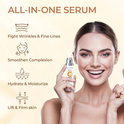Super Vitamin C Serum for Women Over 70 - Hydrating Anti-Aging with Vitamin C Caffeine - Facial Skin Care for Mature Skin, Firming, Lifting, Smoothing, All in One Formula 1.69 fl oz