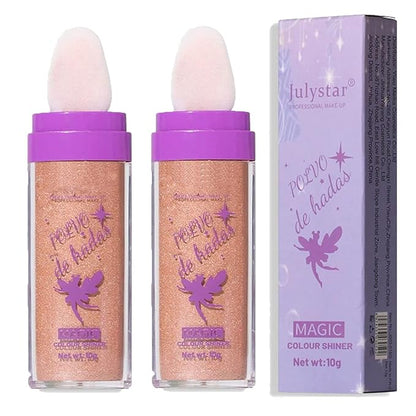 2pcs/set Polvo De Hadas Highlighters, Glitter Brightens Face (Golden Brown)