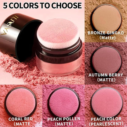 ROUSE Face Blush Powder Makeup Soft Mushroom Blush (Peach Pollen)